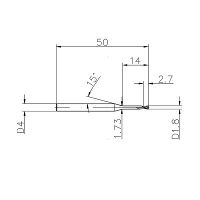 2 Flute 1.8mm Solid Carbide Endmill for Hard Metal 55HRC