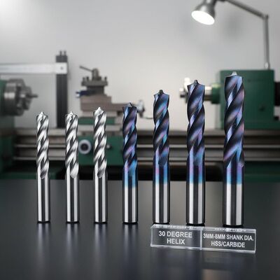 30 Degree Helix Angle End Mill with High-Speed Steel or Carbide Options and 3mm to 8mm Shank Diameter for Precise Milling