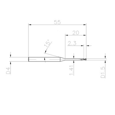 1.5mm 55HRC 2 Flute Cemented Carbide End Mill for Steel