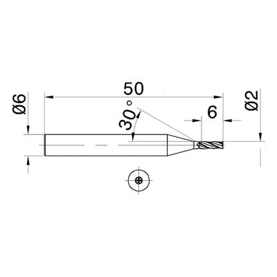 65HRC 4 Flutes 2mm Tungsten Carbide Endmill for Hard Steel